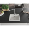 Mexen Milo 1-bowl granite sink with Flora kitchen faucet, white - 6505-20-670401-06