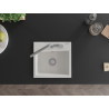 Mexen Milo 1-bowl granite sink with Flora kitchen faucet, white - 6505-20-670401-06