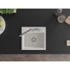 Mexen Milo 1-bowl granite sink with Flora kitchen tap, white - 6505-20-670401-06