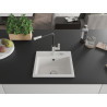 Mexen Milo 1-bowl granite sink with Flora kitchen faucet, white - 6505-20-670401-07
