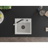 Mexen Milo granite sink 1-chamber with Flora kitchen faucet, white - 6505-20-670401-07-B