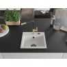 Mexen Milo granite kitchen sink 1-bowl with Flora kitchen tap, white - 6505-20-670401-57-B