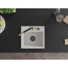 Mexen Milo granite kitchen sink 1-bowl with Flora kitchen faucet, white - 6505-20-670401-57-B