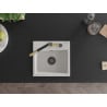 Mexen Milo granite kitchen sink 1-bowl with Flora kitchen tap, white - 6505-20-670401-57-B