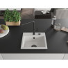 Mexen Milo granite kitchen sink 1-bowl with Flora kitchen faucet, white - 6505-20-670401-70-B