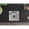 Mexen Milo granite sink 1-bowl with Flora kitchen faucet, white - 6505-20-670401-70-B