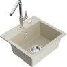 Mexen Milo 1-bowl granite sink with Flora kitchen faucet, beige - 6505-69-670401-00