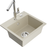 Mexen Milo 1-compartment granite sink with a kitchen mixer tap Flora, Beige - 6505-69-670401-00