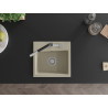 Mexen Milo 1-bowl granite sink with Flora kitchen faucet, beige - 6505-69-670401-07