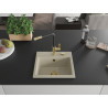 Mexen Milo 1-bowl granite sink with Flora kitchen faucet, beige - 6505-69-670401-57-G