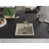 Mexen Milo 1-bowl granite sink with Flora kitchen faucet, beige - 6505-69-670401-57-B