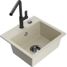 Mexen Milo 1-bowl granite sink with Flora kitchen faucet, beige - 6505-69-670401-70-B