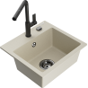 Mexen Milo granite sink 1-bowl with Flora kitchen faucet, beige - 6505-69-670401-70-B
