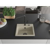 Mexen Milo granite sink 1-bowl with Flora kitchen faucet, beige - 6505-69-670401-70-B