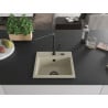 Mexen Milo single-bowl granite sink with Flora kitchen tap, beige - 6505-69-670401-70-B