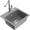 Mexen Milo 1-Bowl Granite Sink with Flora Kitchen Faucet, Gray - 6505-71-670401-00