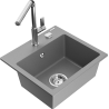 Mexen Milo granite single-bowl sink with Flora kitchen faucet, gray - 6505-71-670401-00