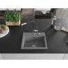 Mexen Milo 1-bowl granite sink with Flora kitchen faucet, gray - 6505-71-670401-07