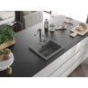Mexen Milo 1-bowl granite kitchen sink with Flora kitchen tap, grey - 6505-71-670401-07-B