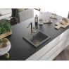 Mexen Milo 1-bowl granite kitchen sink with Flora tap, grey - 6505-71-670401-57-G