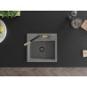 Mexen Milo 1-bowl granite sink with Flora kitchen faucet, gray - 6505-71-670401-57-B