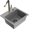 Mexen Milo 1-bowl granite sink with Flora kitchen faucet, gray - 6505-71-670401-57-B