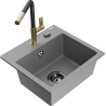 Mexen Milo granite kitchen sink 1-bowl with Flora kitchen faucet, gray - 6505-71-670401-57-B