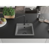 Mexen Milo 1-bowl granite sink with Flora kitchen faucet, gray - 6505-71-670401-70-B