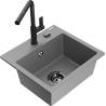 Mexen Milo 1-bowl granite sink with Flora kitchen faucet, gray - 6505-71-670401-70-B