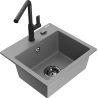 Mexen Milo 1-compartment granite sink with a kitchen mixer tap Flora, Grey - 6505-71-670401-70-B