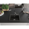 Mexen Milo 1-bowl granite sink with Flora kitchen faucet, black/gold metallic - 6505-75-670401-07