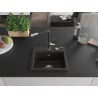 Mexen Milo 1-bowl granite sink with Flora kitchen tap, black/golden metallic - 6505-75-670401-07