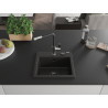 Mexen Milo granite sink 1-bowl with Flora kitchen faucet, black/gold metallic - 6505-75-670401-07-B
