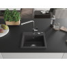 Mexen Milo granite single-bowl sink with Flora kitchen faucet, speckled black - 6505-76-670401-00