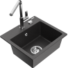 Mexen Milo Granite Kitchen Sink 1-Bowl with Flora Faucet, Black Speckled - 6505-76-670401-00