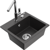 Mexen Milo granite single-bowl sink with Flora kitchen faucet, speckled black - 6505-76-670401-00