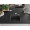 Mexen Milo 1-bowl granite sink with Flora kitchen faucet, speckled black - 6505-76-670401-07-B