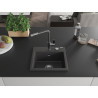 Mexen Milo one-bowl granite sink with Flora kitchen faucet, black/gold metallic - 6505-76-670401-08
