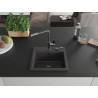 Mexen Milo 1-bowl granite sink with Flora kitchen faucet, speckled black - 6505-76-670401-08-B