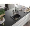 Mexen Milo 1-bowl Granite Sink with Flora Kitchen Tap, Speckled Black - 6505-76-670401-57-G