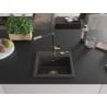 Mexen Milo 1-bowl Granite Sink with Flora Kitchen Tap, Speckled Black - 6505-76-670401-57-G