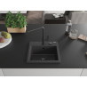 Mexen Milo 1-chamber granite sink with Flora kitchen faucet, speckled black - 6505-76-670401-70-B