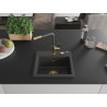Mexen Milo 1-bowl granite sink with Flora kitchen faucet, black speckled - 6505-76-670401-75-G