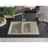 Mexen Gaspar 1.5-bowl granite kitchen sink with drainer and Flora faucet, beige - 6507-69-670401-00