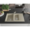 Mexen Gaspar 1.5-bowl granite sink with drainer and Flora kitchen faucet, beige - 6507-69-670401-07
