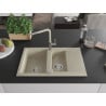 Mexen Gaspar 1.5-Bowl Granite Sink with Drainer and Flora Kitchen Tap, Beige - 6507-69-670401-09