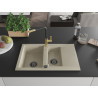 Mexen Gaspar 1.5-bowl granite sink with drainer and Flora kitchen faucet, beige - 6507-69-670401-57-B