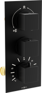 Mexen Cube 3-outlet thermostatic bathtub and shower mixer tap, Black - 77503-70