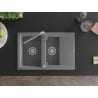 Mexen Gaspar Granite Sink 1.5-Basin with Drainer and Flora Kitchen Tap, Grey - 6507-71-670401-06
