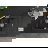 Mexen Gaspar 1.5-compartment granite sink with a drip tray and kitchen mixer tap Flora, Black/Silver - 6507-73-670401-00